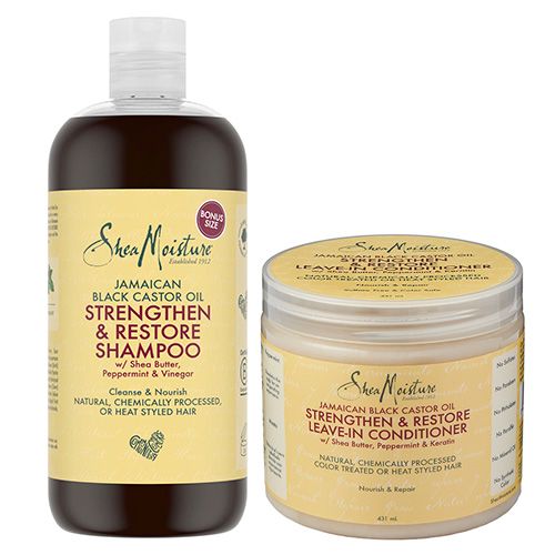 Shea Moisture Jamaican Black Castor Oil Strengthen & Restore Shampoo 506ml and Leave-In Conditioner 454ml